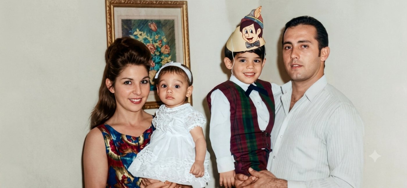 Restored family photo in full color