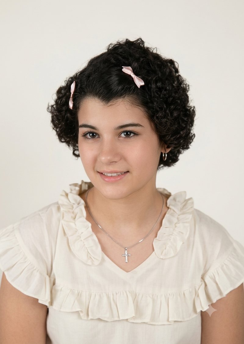 Restored and colorized vintage portrait of a young woman